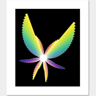 Rainbow Angel Seraphim | Flying Six Wing Bar Chart Black Posters and Art